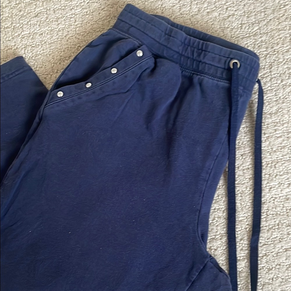 Karen Scott Navy Blue Capri Sweatpants Cotton Stretch M - Picture 2 of 9